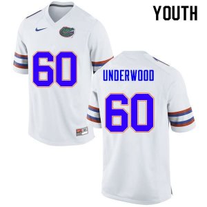 Youth Florida Gators #60 Houston Underwood NCAA Nike White Authentic Stitched College Football Jersey DJI4062SG